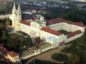 An aerial view of the Abbey of Zirc.